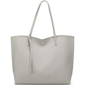 Women's Soft Faux Leather Tote Shoulder Bag Big Capacity Tassel Handbag